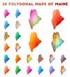 © Eugene Ga - Set of vector polygonal maps of Maine. Bright gradient map of us state in low poly style. Multicolored Maine map in geometric style for your infographics.