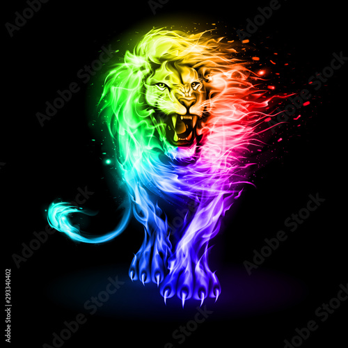 Abstract Illustration Of Infuriated Lion With Fire Flames Fur In Rainbow Color On Black Background For Design Kaufen Sie Diese Vektorgrafik Und Finden Sie Ahnliche Vektorgrafiken Auf Adobe Stock Adobe Stock A collection of the top 43 abstract lion wallpapers and backgrounds available for download for free. adobe stock