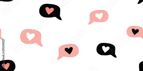 Seamless pattern with doodle love heart emoji Canvas Print