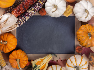 Chalkboard Bordered With Pumpkins and Corn