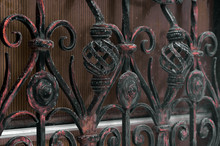 Elements Of Wrought Iron Doors In Hoarfrost
