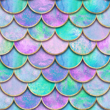 Mermaid Fish Scale Wave Japanese Seamless Pattern