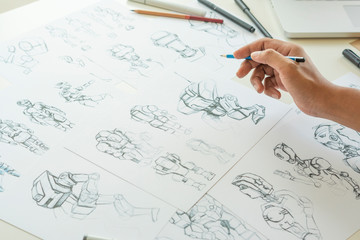 Wall Mural - animator designer development designing drawing sketching development creating graphic pose characte