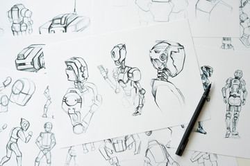 Wall Mural - animator designer development designing drawing sketching development creating graphic pose characte