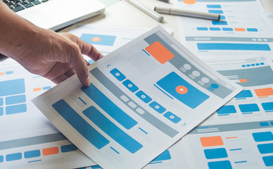 website designer creative planning application developer development draft sketch drawing template l