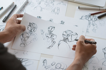 Wall Mural - animator designer development designing drawing sketching development creating graphic pose characte