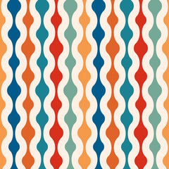 Retro minimal seamless pattern - colorful nostalgic background design