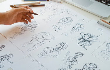 Wall Mural - animator designer development designing drawing sketching development creating graphic pose characte