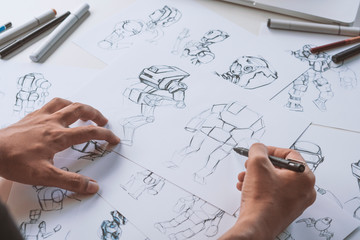 Wall Mural - animator designer development designing drawing sketching development creating graphic pose characte