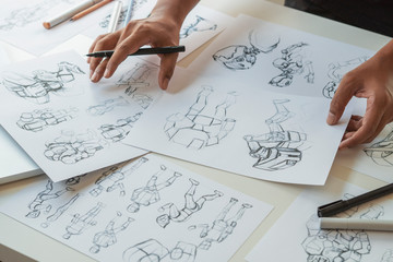 Wall Mural - animator designer development designing drawing sketching development creating graphic pose characte