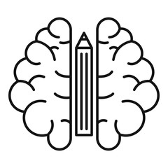 Sticker - Pen brain idea icon. Outline pen brain idea vector icon for web design isolated on white background