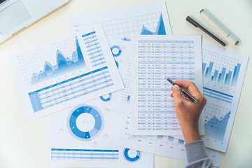 Wall Mural - businessman working data document graph chart report marketing research development planning managem