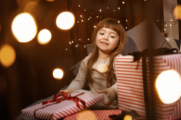 girl with presents for the holiday