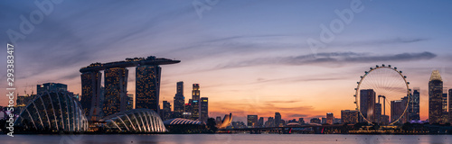 Fotomural Wide panorama of Singapore cityscape