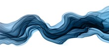 Abstract Brush Paint With Liquid Fluid Wave Flowing In Navy Blue Colors Isolated On White Background