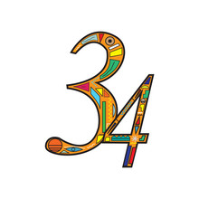 The Number 34 With Ethnic Ornaments Art And Colors