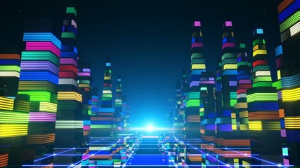 Wall Mural - Retro-futuristic Neon City