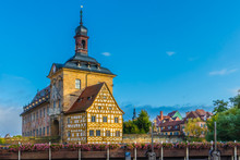Old Town Hall (Altes Rathaus) Above The Regnitz River In The Historic Old Town Of Bamberg, A Medieval City In Upper Franconia, Germany. Famous Travel, Tourism Destination
