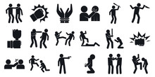 Violence Icons Set. Simple Set Of Violence Vector Icons For Web Design On White Background
