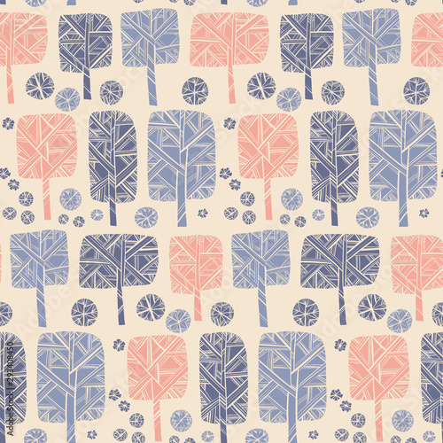 Vintage winter tree silhoue...