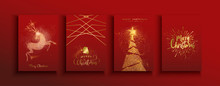 Christmas And New Year Gold Glitter Luxury Card Set