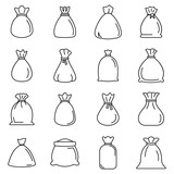 Fototapeta  - Bag icons set. Outline set of bag vector icons for web design isolated on white background