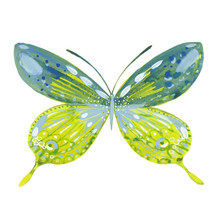 Watercolor Green Butterfly