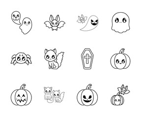 Poster - bundle halloween with set icons