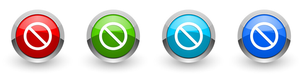 Aufkleber - Access denied silver metallic glossy icons, red, set of modern design buttons for web, internet and mobile applications in four colors options isolated on white background