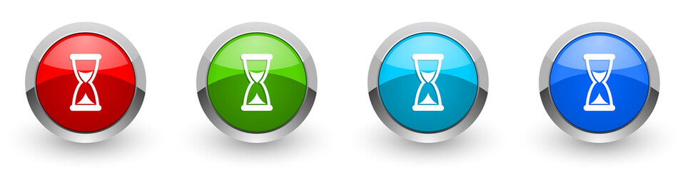 Leinwandbilder - Time silver metallic glossy icons, red, set of modern design buttons for web, internet and mobile applications in four colors options isolated on white background