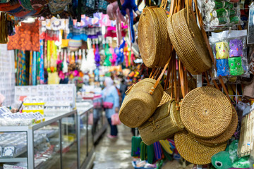 Souvenir display in Filipino market souvenir market in Sabah Borneo, Kota Kinabalu, Malaysia.