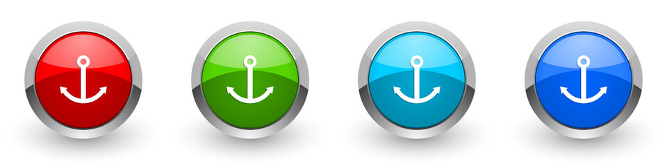 Aufkleber - Anchor silver metallic glossy icons, red, set of modern design buttons for web, internet and mobile applications in four colors options isolated on white background