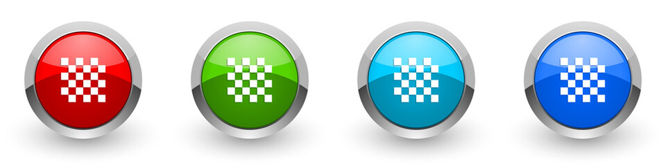 Leinwandbilder - Chess silver metallic glossy icons, red, set of modern design buttons for web, internet and mobile applications in four colors options isolated on white background