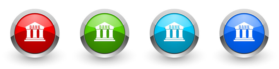 Aufkleber - Bank silver metallic glossy icons, red, set of modern design buttons for web, internet and mobile applications in four colors options isolated on white background