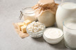 © New Africa - Different delicious dairy products on light table