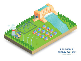 Canvas Print - Renewable Power Isometric Composition