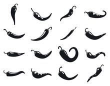 Chili Vegetables Icons Set. Simple Set Of Chili Vegetables Vector Icons For Web Design On White Background