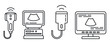 Ultrasound machine icons set. Outline set of ultrasound machine vector icons for web design isolated on white background