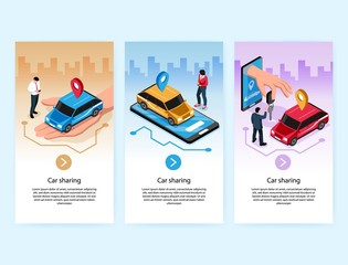 Wall Mural - Car Sharing Isometric Banners 