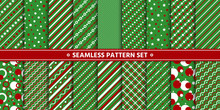 Christmas Seamless Red Strip Circle Pattern Vector