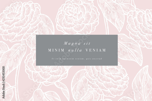 Cuadros en Lienzo Vintage card with camelia flowers