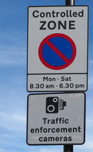 Controlled Zone No Parking Traffic Enforcement Cameras Sign