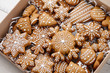 Christmas gingerbread cookies in cardboard box
