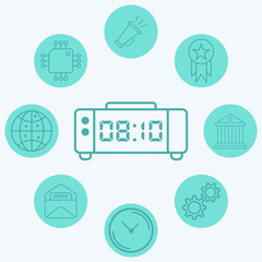 Wall Mural - Digital alarm clock vector icon sign symbol