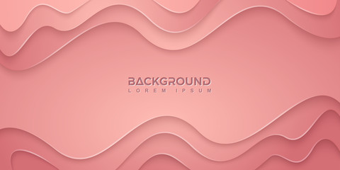Wall Mural - pink background with wavy shapes in 3d style. can be used for posters, placards, brochures, banners,