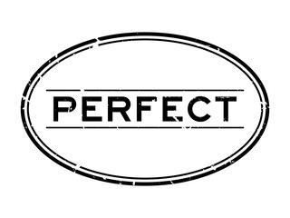 Sticker - Grunge black perfect word oval rubber seal stamp on white background