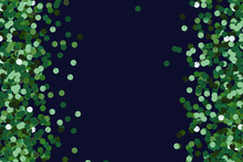 Green Sequins Background. Deep Green Confetti. New Year Background.
