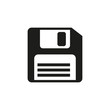 diskette black icon save button, vector illustration
