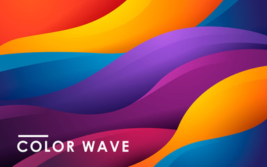 Wall Mural - purple, orange, yellow and blue liquid color background. dynamic textured geometric element. modern 
