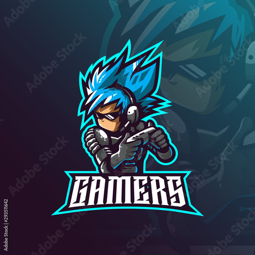 Cuadros en Lienzo gamer mascot logo design vector with modern illustration concept style for badge, emblem and tshirt printing